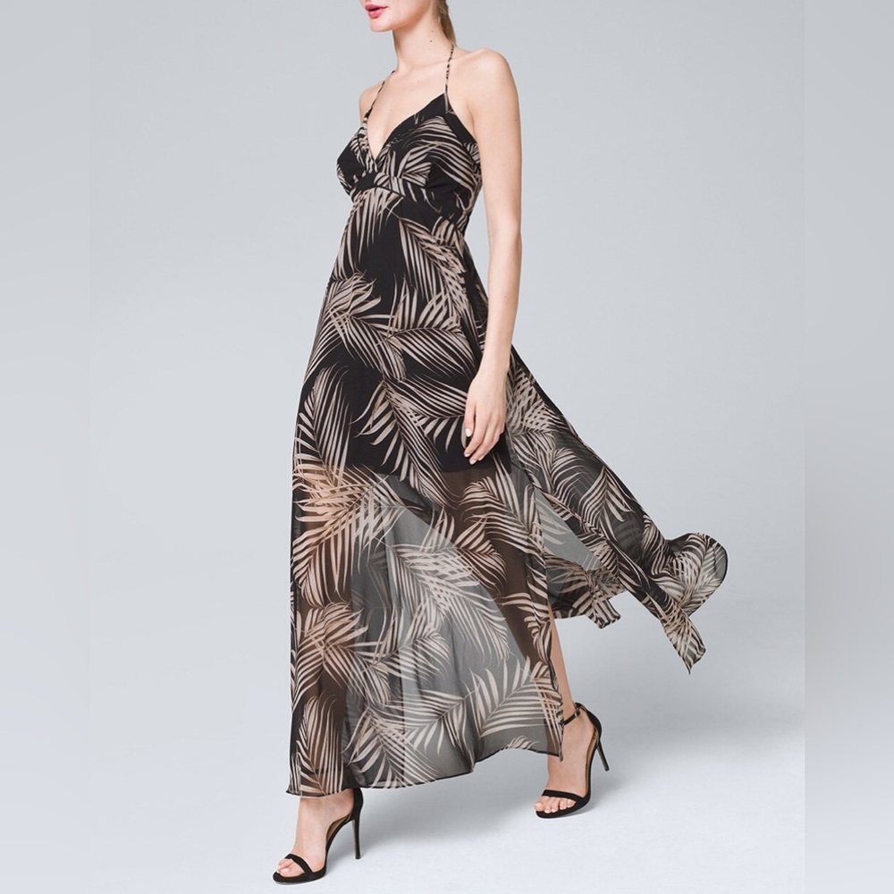 Palm Print Soft Maxi Dress, size 8